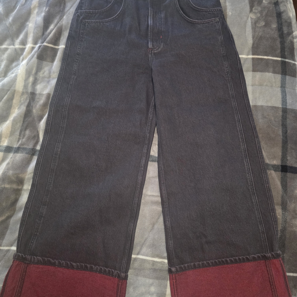 We The Free Black and Red Flare Jeans